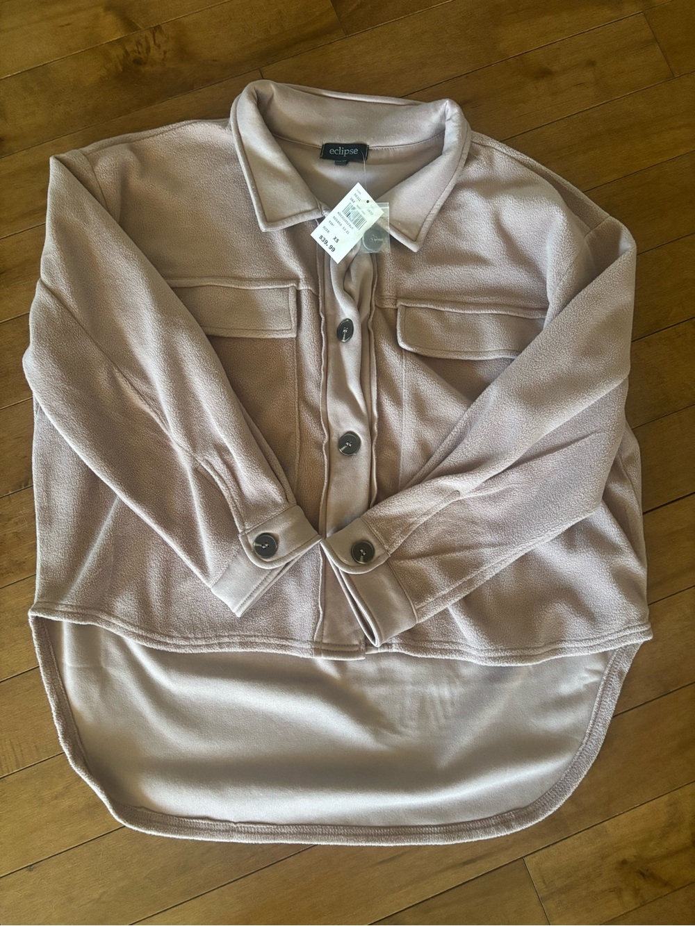 Eclipse Dusty Rose Button-Front Utility Shacket